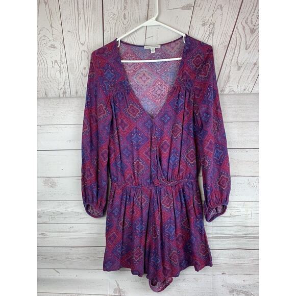American Eagle Outfitters Pants - American Eagle Romper Womens‎ Small Purple Boho Long Sleeve Purple Diamond